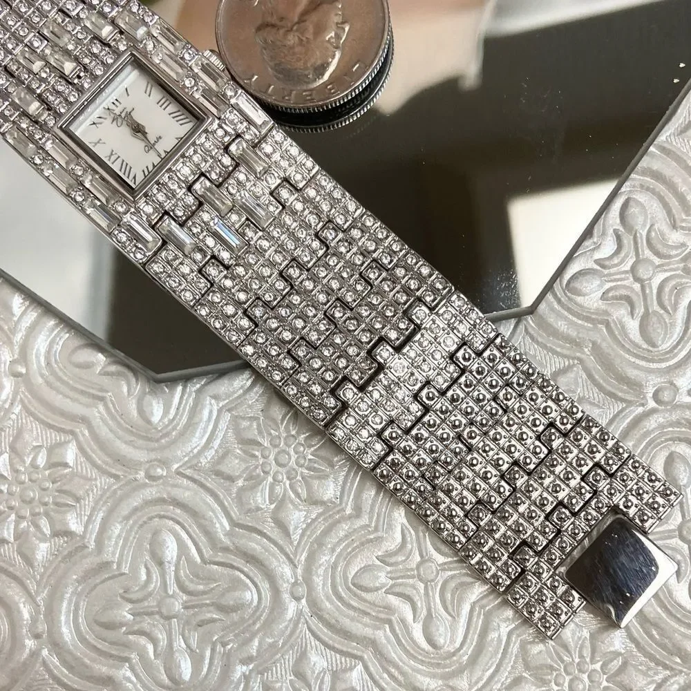 Suzanne Somers Rhinestone Encrusted Glamourous Dress Watch